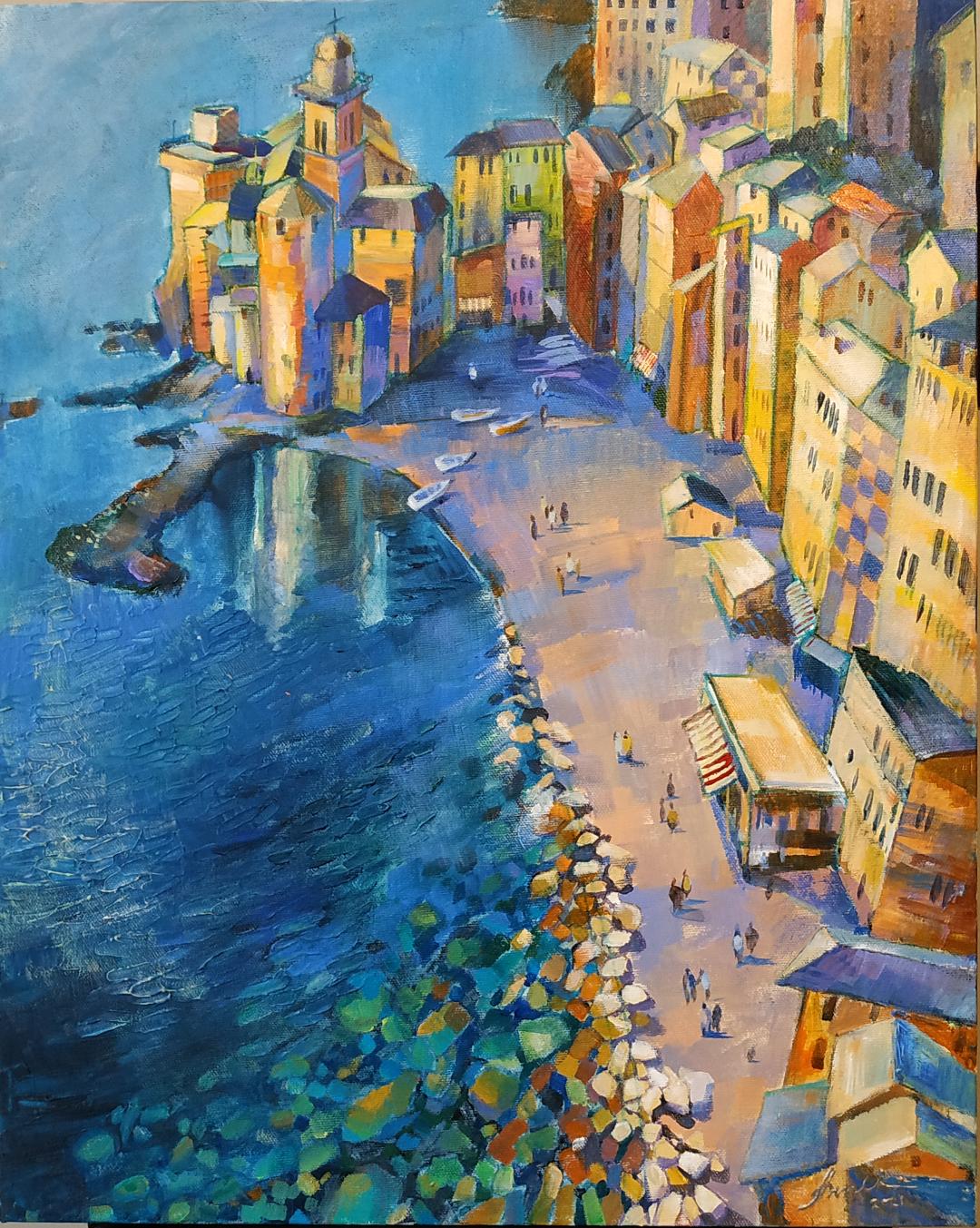 Camogli. Amalfi coast. 20"x16" Acrylic on canvas board